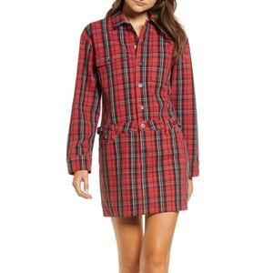 Current Elliot Tartan Plaid Jean Shirt Dress